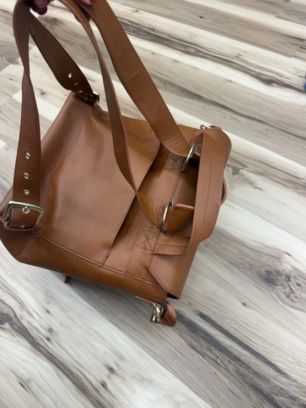JJ Cole Brown Leather Crossbody Diaper Bag